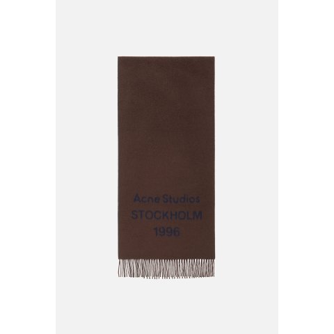 Wide Double-Faced Wool Scarf Fringed 43x200cm