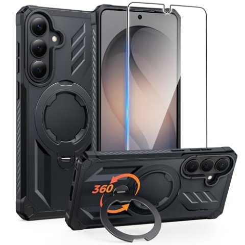 FNTCASE Samsung Galaxy S26+ Plus Case with 360 Spin Magnetic Stand