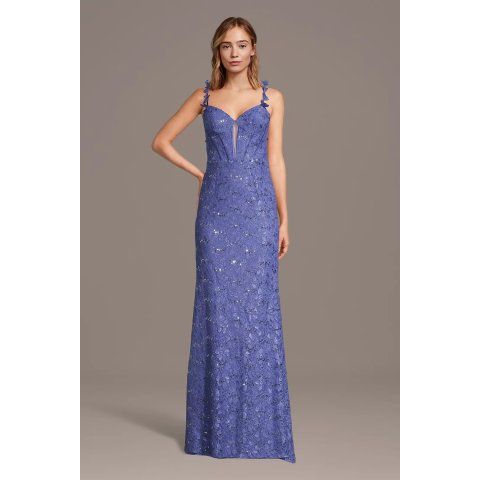 David s BridalLace Sheath Dress with Floral Tendrils Embroidery