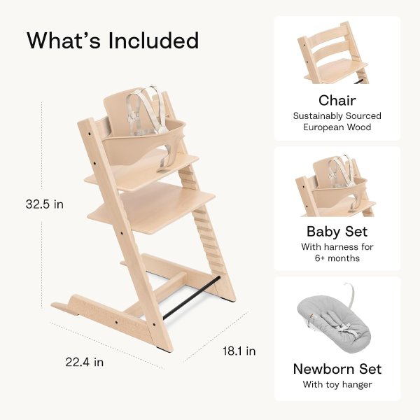  Tripp Trapp High Chair with Newborn Set and Tray