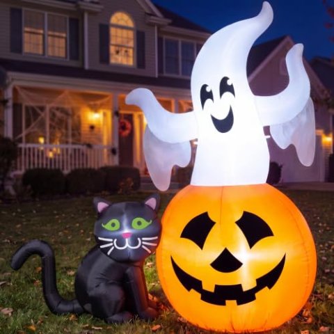 Joiedomi 5FT Halloween Inflatable Ghost Pumpkin Cat Outdoor Decoration
