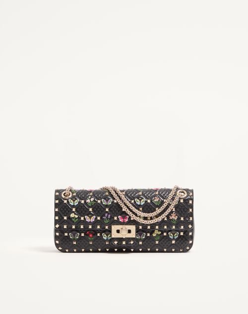 Garavani Rockstud Spike Medium Shoulder Bag Embroidered Nappa Leather