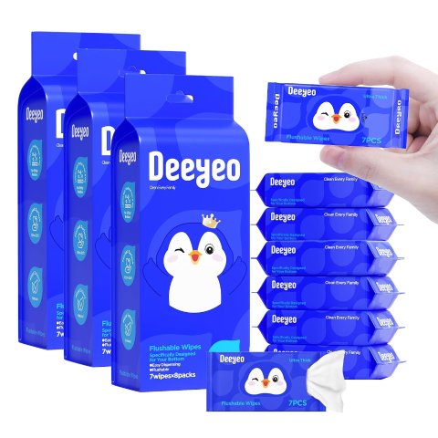3提 Deeyeo OntheGo 可冲洗无香湿巾 7片装 敏感肌适用