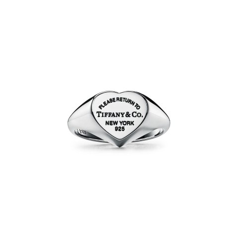 TIFFANY & CoHeart Signet Ring Silver Small
