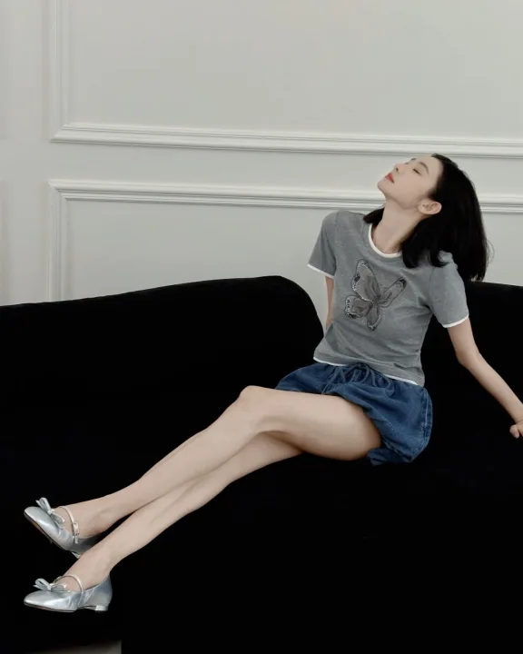 张艺凡类似款 Justina 皮革玛丽珍芭蕾平底鞋