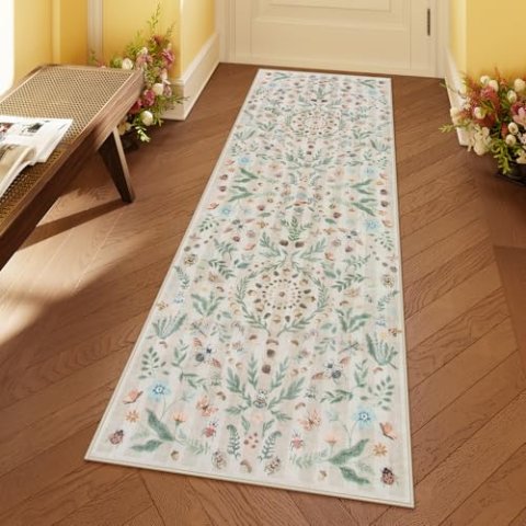 Lahome Washable Boho Runner Rug 2x6 ft Non-Slip Faux Wool