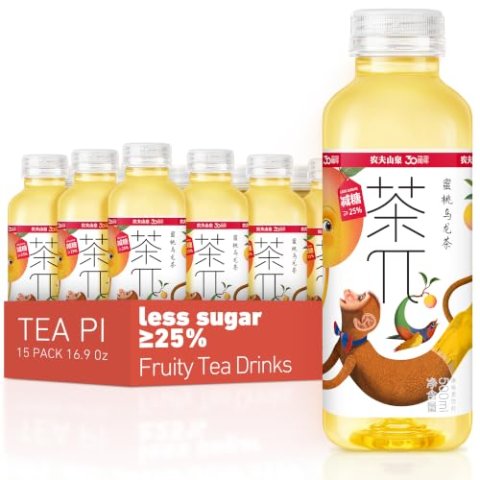 Tea PI 蜜桃乌龙 冰茶 少糖 16.9盎司*15瓶