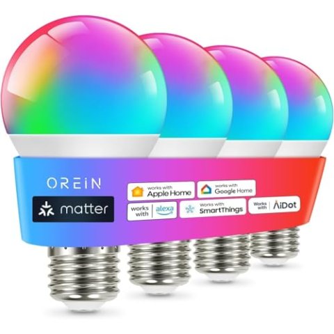 OREiN Matter智能灯泡 A19变色 4只装