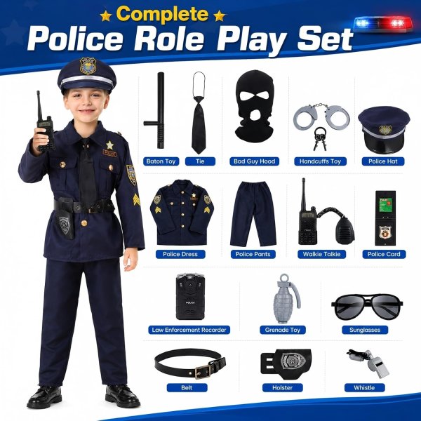 Skirfy 儿童警察扮演服套装 16件