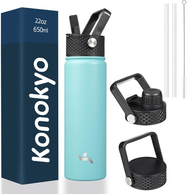Konokyo 22oz 不锈钢保温吸管水瓶