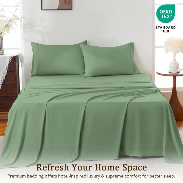 ChicView 4-Piece Hotel Luxury Breathable Microfiber Queen Sheet Set Deep Pocket