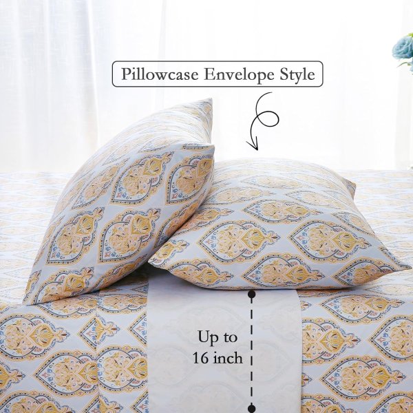 ChicView Queen Size Boho Paisley 4-Piece Microfiber Bed Sheet Set Breathable Anti-Pilling Deep Pocket