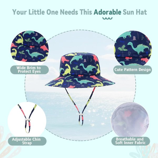 Komorebi Toddler Sun Hat UPF 50+ Beach Bucket Hat for Kids 0-8Y