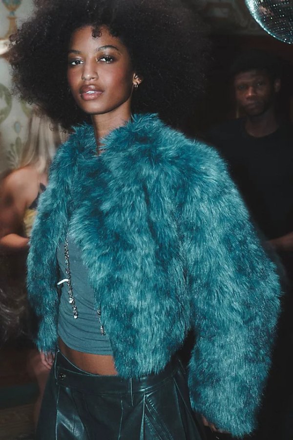 Supernova Cropped Faux Fur Jacket