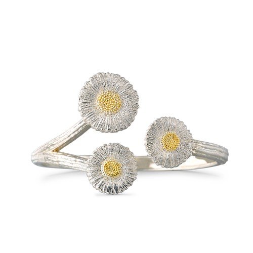 Blossoms Vermeil Daisy Bangle Bracelet Silver Yellow Vermeil