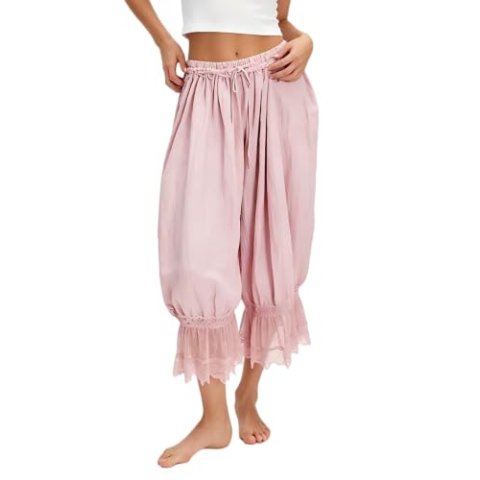 TUWIXIUW Women Cropped Lace Ruffle Bloomers Boho Western