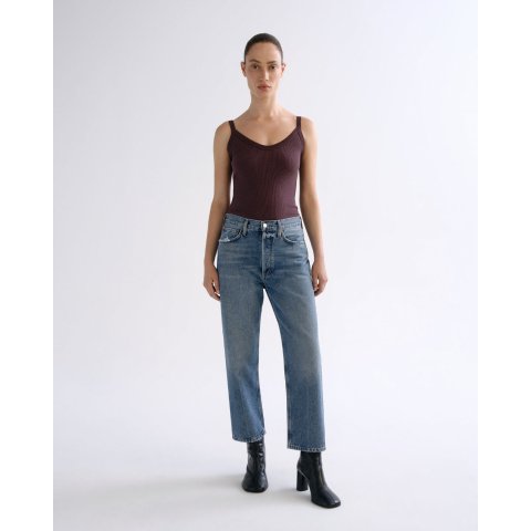 90 s Crop Mid Rise Straight Jeans Vintage Indigo