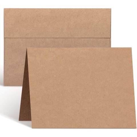 A2 Blank Brown Kraft Cards with Self-Seal Envelopes 100 Pack