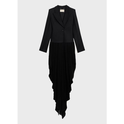 Compact Fabric Jacket with Tulle Train