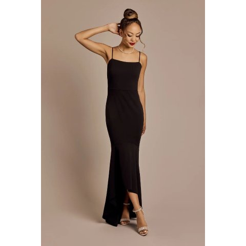 David s BridalSpaghetti Strap Crepe Mermaid Dress