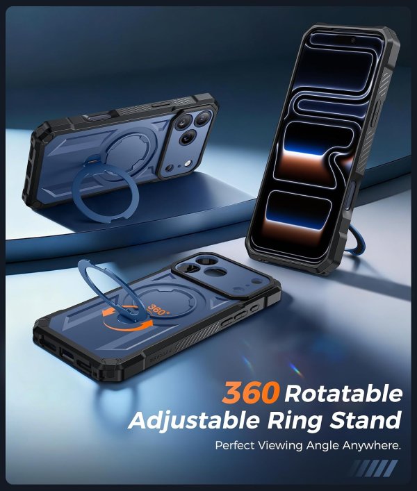 FNTCASE 360 Spin Magnetic Stand Case for iPhone 18 Pro Max / 17 Pro Max
