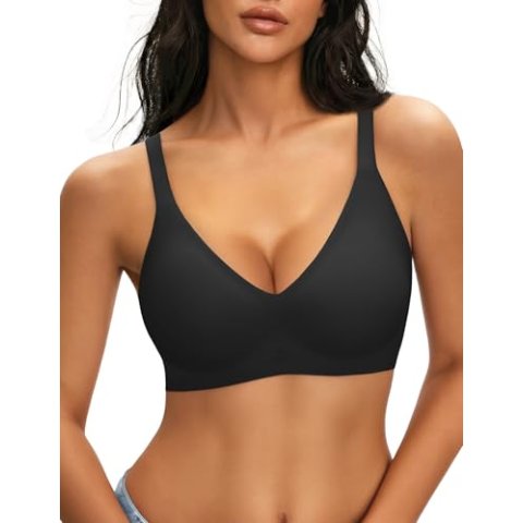 NIASOUL Women's Wireless Push Up Seamless Deep V Bra