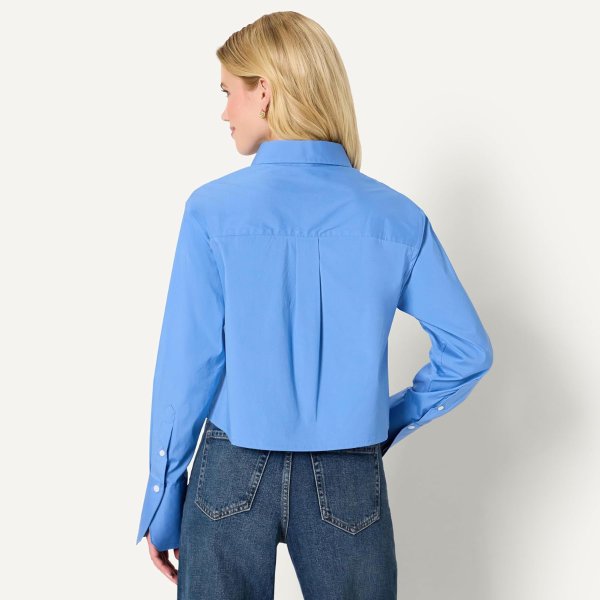 Amazon Essentials Amazon Essentials Women's Oversized Fit Cropped Cotton Stretch Poplin Button-Down Shirt