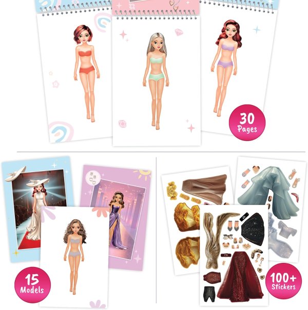 BSCOOL Fashion Sticker Book for Kids Girls Activity Design