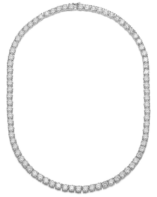 Rachel Glauber Rhodium Plated CZ Tennis Necklace