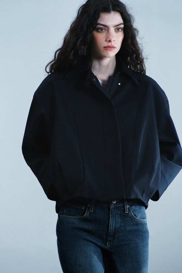 Bomber Jacket Lapel Collar Zip Closure
