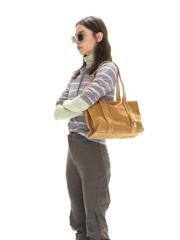 Shell Duffel Toffee Fringe Cow Leather Bag