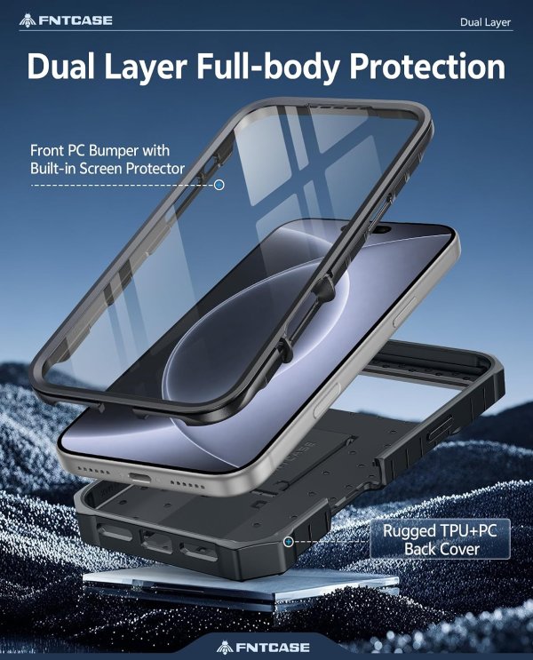 FNTCASE iPhone 18 Pro 保护壳 内置膜 支架