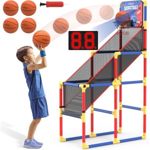 EagleStone Kids Arcade Basketball Hoop Game with Scoreboard and Ball Return