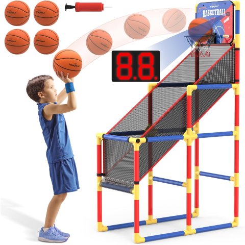 EagleStone Kids Arcade Basketball Hoop Game with Scoreboard and Ball Return