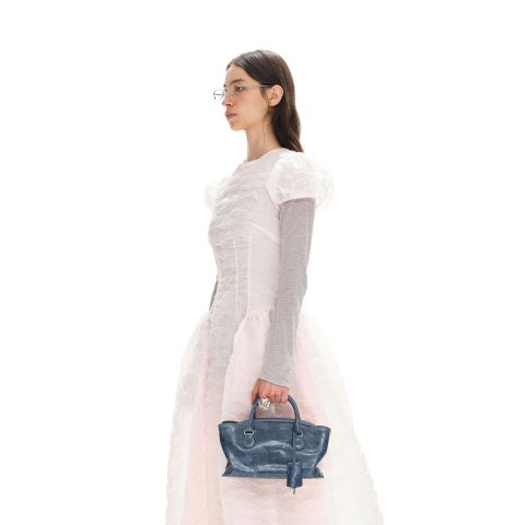 Shell Brot Mini Structured Tote Bag Aged Blue