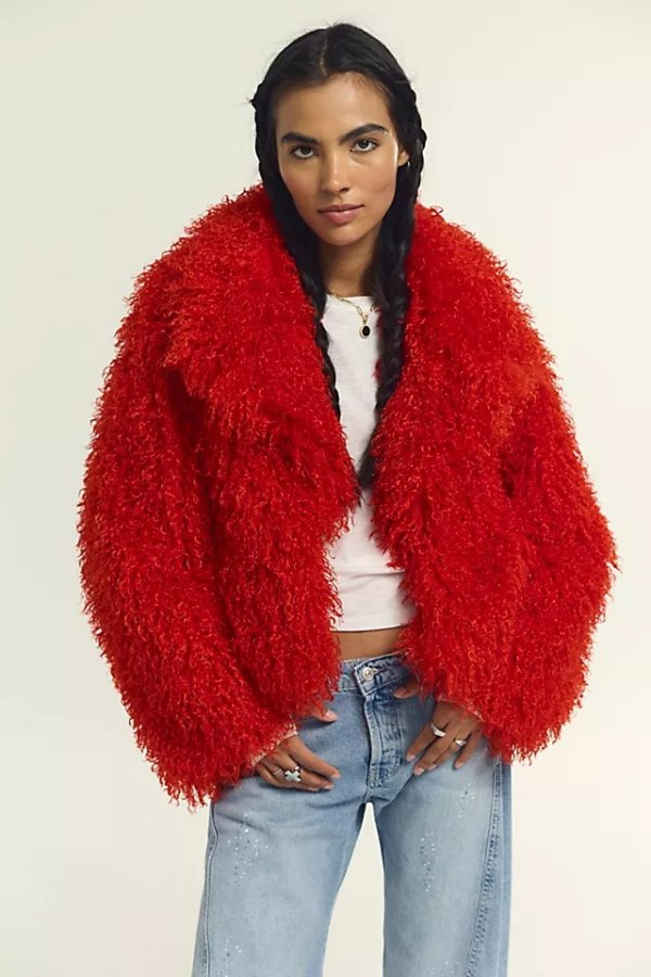 Cherry Bomb Faux Fur Jacket