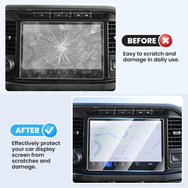 Canvcle 2PCS 12 Inch Tempered Glass Screen Protector for 2023-2026 Ford Super Duty F250 F350 F450 Navigation