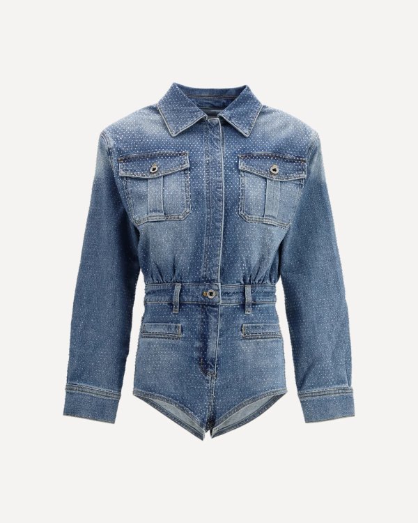 SELF-PORTRAIT Rhinestone Denim Jacket