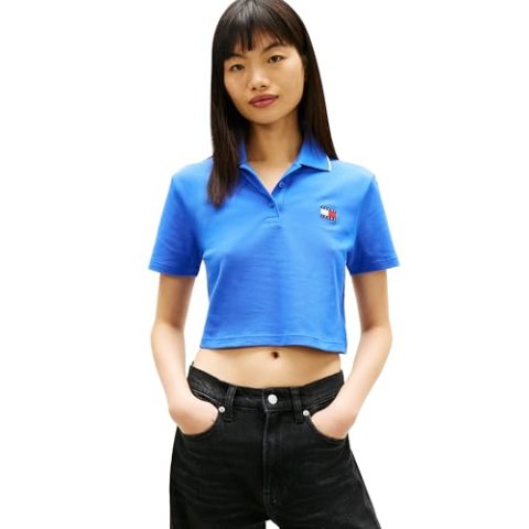 Tommy Jeans 女士短袖短款徽标POLO S码