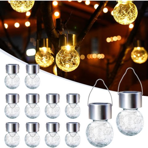 GIGALUMI Solar Hanging Outdoor Lanterns 12-Pack