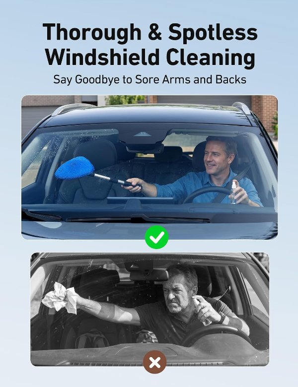  21-Inch Extra Long Windshield Cleaner Tool & Car Interior Detailing Kit