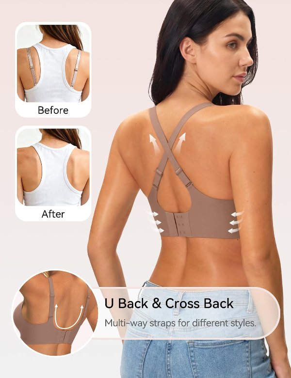NIASOUL Women's Wireless Seamless Deep V Push Up Bra