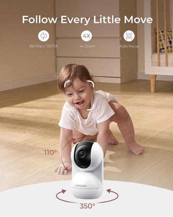 Momcozy 无WiFi婴儿监视器 5.5英寸1080P 智能预警