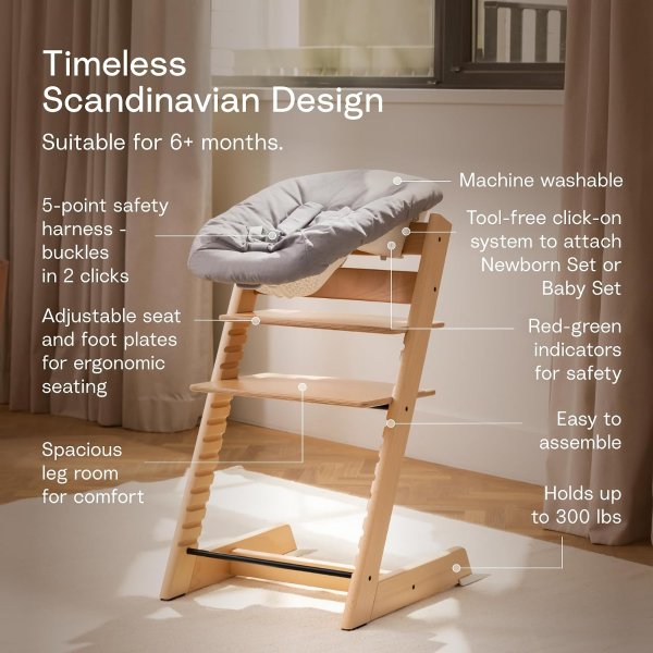  Tripp Trapp High Chair with Newborn Set and Tray