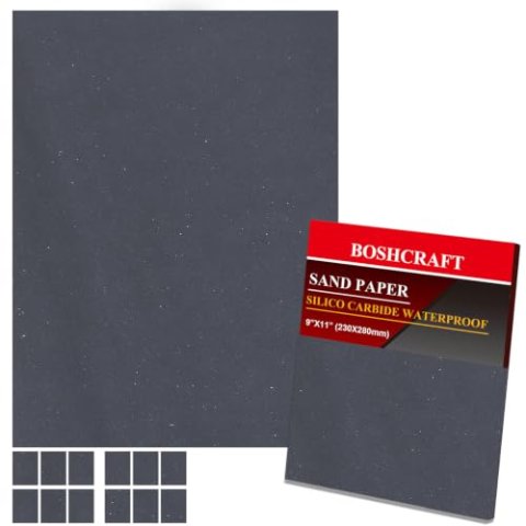 BOSHCRAFT 2500 Grit Wet Dry Sandpaper 9"x11" 12 Pack Premium Silicon Carbide for Wood Metal Automotive