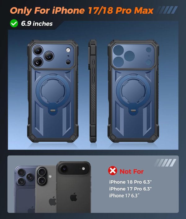 FNTCASE 360 Spin Magnetic Stand Case for iPhone 18 Pro Max / 17 Pro Max