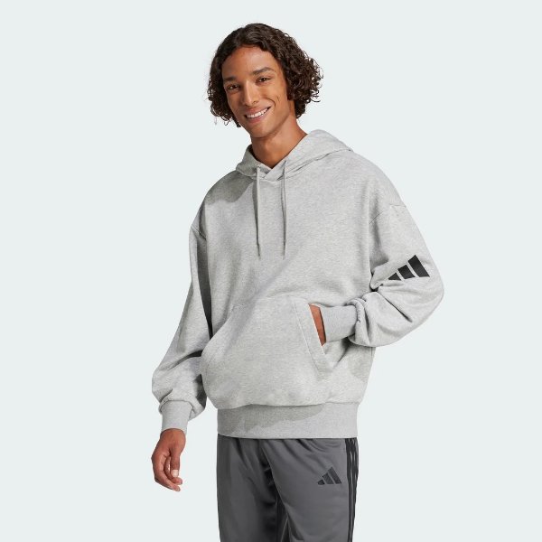 Men's Essentials Loose-fit 3 Bar Logo French Terry Hoodie