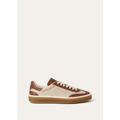Loro PianaTennis Walk Natural Canvas & Calf Sneaker