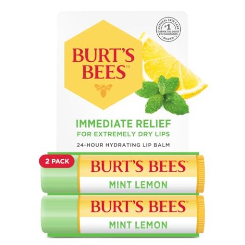 Burt’s Bees Hydrating Lip Balm Mint Lemon Beeswax 0.15oz 2 Pack
