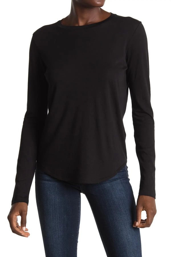 Vince Women's Little Boy Long Sleeve Crew Neck Top